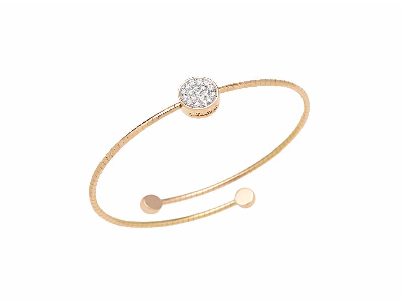 BRACCIALE A MOLLA IN ORO ROSA, PAVE' DI DIAMANTI E SMALTO BIANCO PAILLETTES CHANTECLER 41412